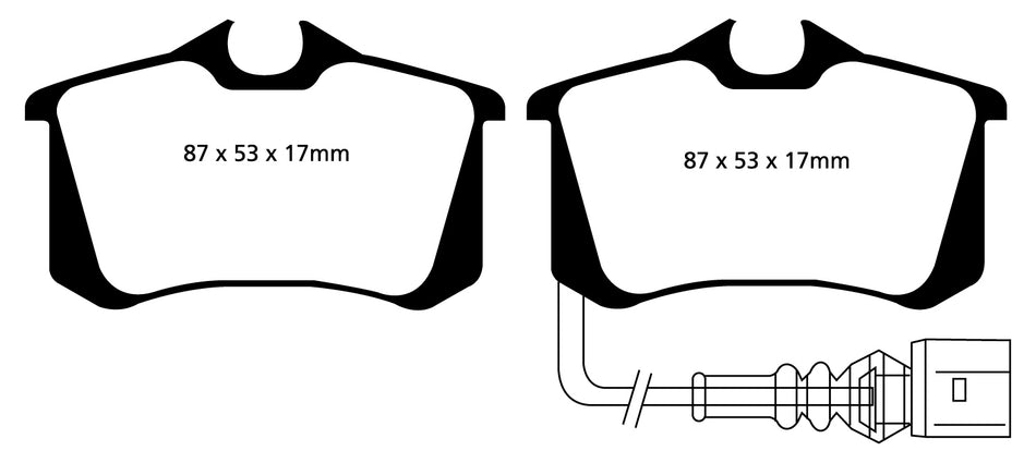 EBC Redstuff Bremsbeläge Hinterachse DP31497C mit R90 für Seat Ibiza 1.4 TDI (59kw/ 80PS) Baujahr: 06/05-11/09 mit HSN TSN: 7593 ACC