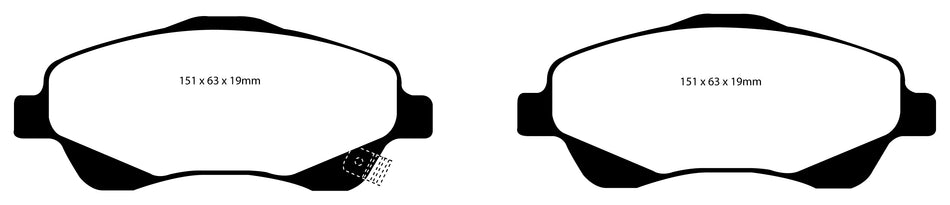 EBC Greenstuff 2000 Bremsbeläge Vorderachse DP21499 mit R90 für Toyota Avensis 2 1.6 VVT-i (81kw/ 110PS) Baujahr: 04/03- mit HSN TSN: 5013 ABU