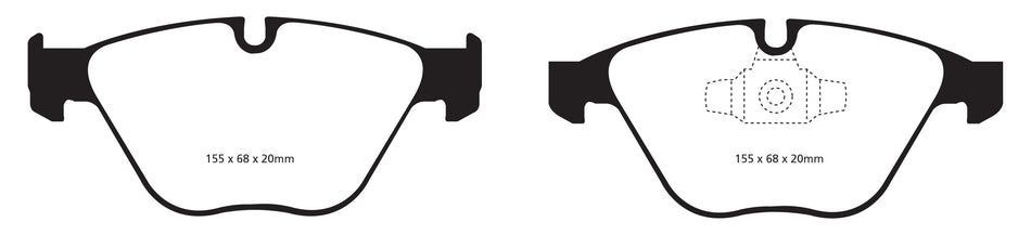 EBC Greenstuff 2000 Bremsbeläge Vorderachse DP21512 mit R90 für BMW 3 320i (125kw/ 170PS) Baujahr: 09/07-05/12 mit HSN TSN: 0005 ALM