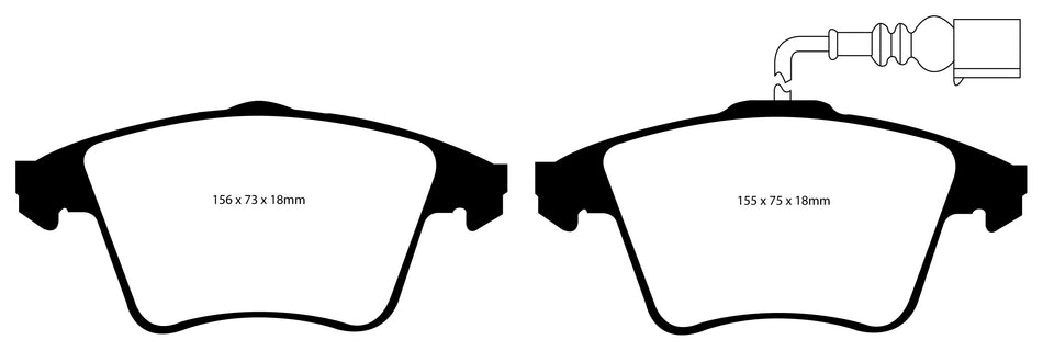 EBC Greenstuff 2000 Bremsbeläge Vorderachse DP21556 mit R90 für VW TRANSPORTER VI / CARAVELLE T6 Bus 2.0 TSI 4motion (150kw/ 204PS) Baujahr: 06/15-07/19 mit HSN TSN: 0603 BUG