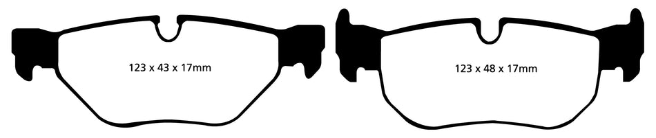 EBC Greenstuff 2000 Bremsbeläge Hinterachse DP21577 mit R90 für BMW 1 118i (95kw/ 129PS) Baujahr: 07/04-02/07 mit HSN TSN: 0005 ACR