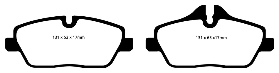 EBC Greenstuff 2000 Bremsbeläge Vorderachse DP21578 mit R90 für BMW 1 116d (85kw/ 116PS) Baujahr: 12/08-09/12 mit HSN TSN: 0005 ASD