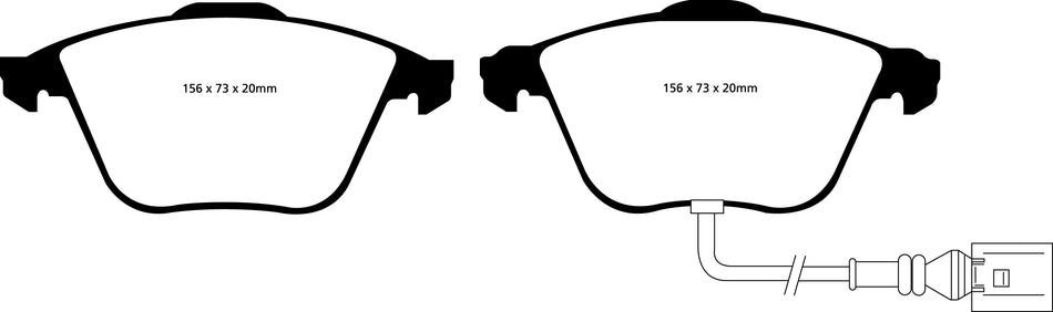 EBC Blackstuff Bremsbeläge Vorderachse DP1594 mit R90 für Skoda Superb 2.0 TDI 16V (103kw/ 140PS) Baujahr: 10/09-05/15 mit HSN TSN: 8004 AIO