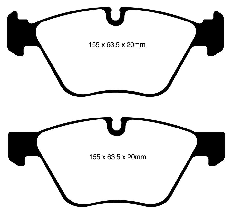 EBC Blackstuff Bremsbeläge Vorderachse DP1600 mit R90 für BMW 1 123d (150kw/ 204PS) Baujahr: 03/07-09/12 mit HSN TSN: 0005 ASJ