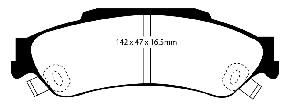 EBC Blackstuff Bremsbeläge Hinterachse DP1602 ohne R90 für Chevrolet Blazer S10 4.3 V6 (142kw/ 193PS) Baujahr: 01/94- mit HSN TSN: 1006 306