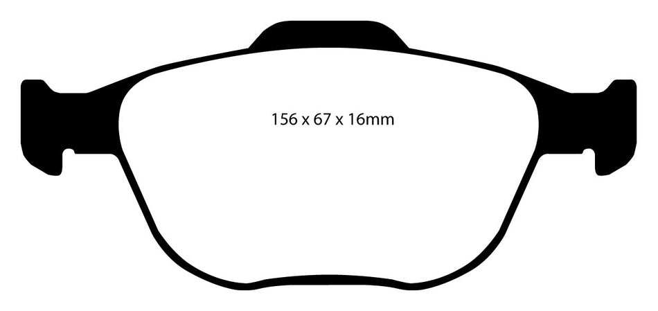 EBC Yellowstuff Bremsbeläge Vorderachse DP41641R mit R90 für Ford Fiesta 5 2.0 ST150 (110kw/ 150PS) Baujahr: 03/05- mit HSN TSN: 8566 591