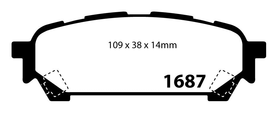 EBC Greenstuff 2000 Bremsbeläge Hinterachse DP21687 mit R90 für Subaru Impreza 2 2.0 R (118kw/ 160PS) Baujahr: 09/05- mit HSN TSN: 7106 415