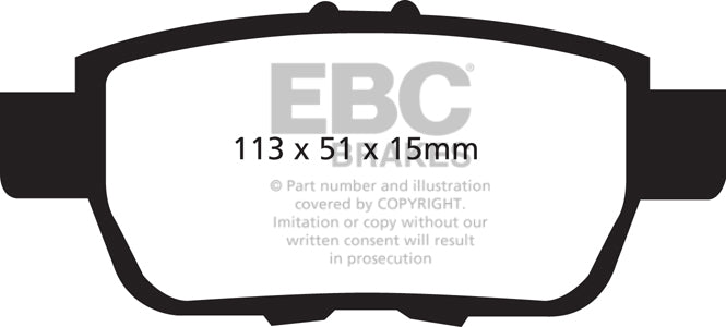 EBC Greenstuff 6000 Bremsbeläge Hinterachse DP61754 ohne R90 für Honda Ridgeline (USA) 45415 Baujahr: 05-