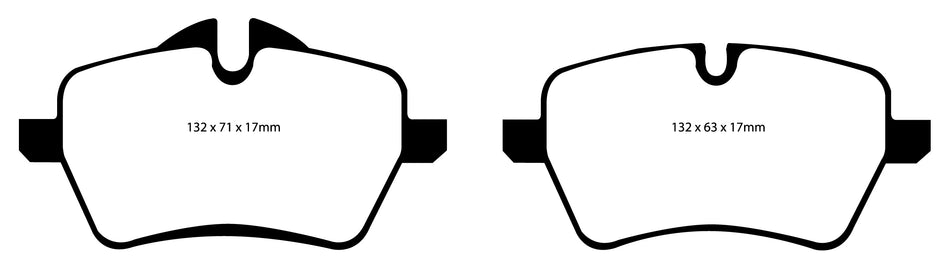 EBC Bluestuff NDX Bremsbeläge Vorderachse DP51789NDX mit R90 für Mini Mini 1.6 Works (155kw/ 210PS) Baujahr: 07/04-11/07 mit HSN TSN: 0005 847
