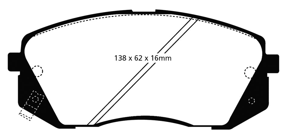 EBC Yellowstuff Bremsbeläge Vorderachse DP41809R mit R90 für Hyundai i40 CW 2.0 GDi (121kw/ 165PS) Baujahr: 12/14- mit HSN TSN: 8252 AGO