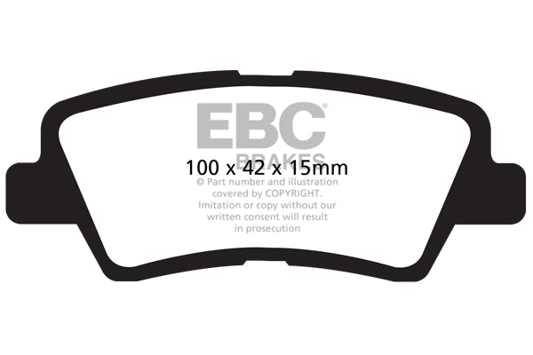 EBC Greenstuff 2000 Bremsbeläge Hinterachse DP21875 mit R90 für Hyundai i20 1.4 CRDi (66kw/ 90PS) Baujahr: 11/14- mit HSN TSN: 5984 ABA