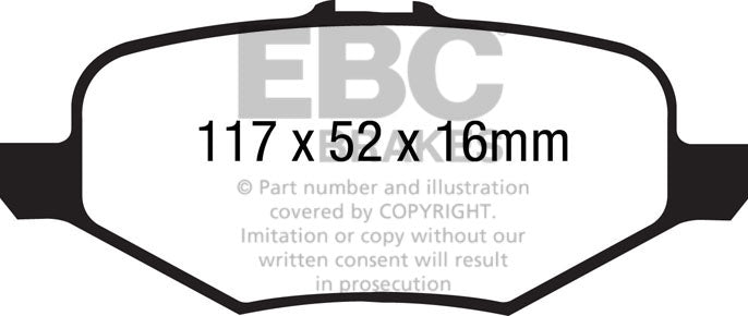 EBC Greenstuff 2000 Bremsbeläge Hinterachse DP21887 ohne R90 für Ford (USA) Flex 3.5 Twin Turbo Baujahr: 2013 -