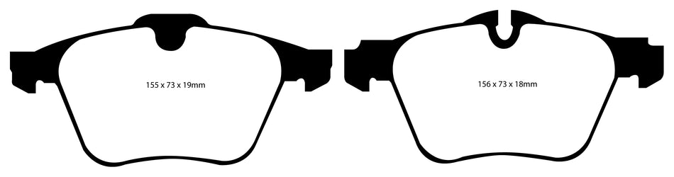 EBC Blackstuff Bremsbeläge Vorderachse DP1912 mit R90 für Jaguar XF 3.0 AWD (250kw/ 340PS) Baujahr: 10/12-04/15 mit HSN TSN: 1590 ACC