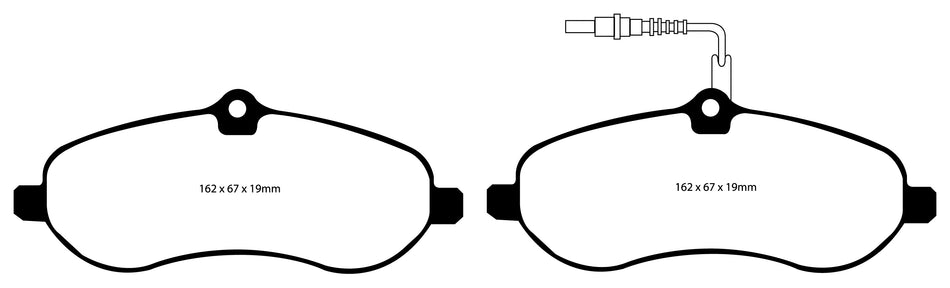 EBC Blackstuff Bremsbeläge Vorderachse DP1970 mit R90 für Citroën Jumpy 2 2.0 HDi 120 (88kw/ 120PS) Baujahr: 01/07- mit HSN TSN: 3001 AMP