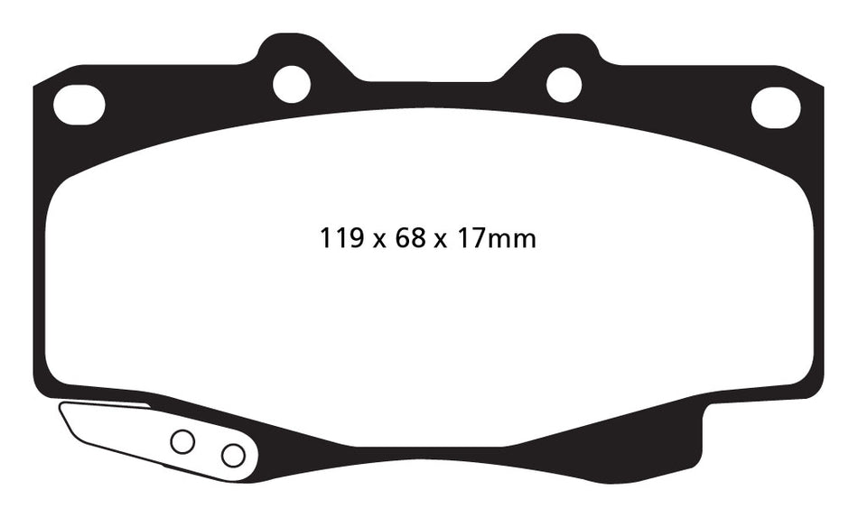 EBC Yellowstuff Bremsbeläge Vorderachse DP42005R mit R90 für Toyota Hilux 2.5 D 4WD (75kw/ 102PS) Baujahr: 08/05- mit HSN TSN: 1214 AAA