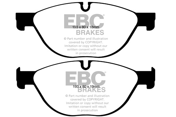EBC Redstuff Bremsbeläge Vorderachse DP32019C mit R90 für BMW 6 650 i xDrive (330kw/ 449PS) Baujahr: 11/11- mit HSN TSN: 0005 BJJ