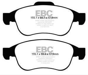 EBC Yellowstuff Bremsbeläge Vorderachse DP42023R mit R90 für Dacia Duster 1.6 Sce 115 (HMM1) (84kw/ 115PS) Baujahr: 10/17- mit HSN TSN: 3333 BFI