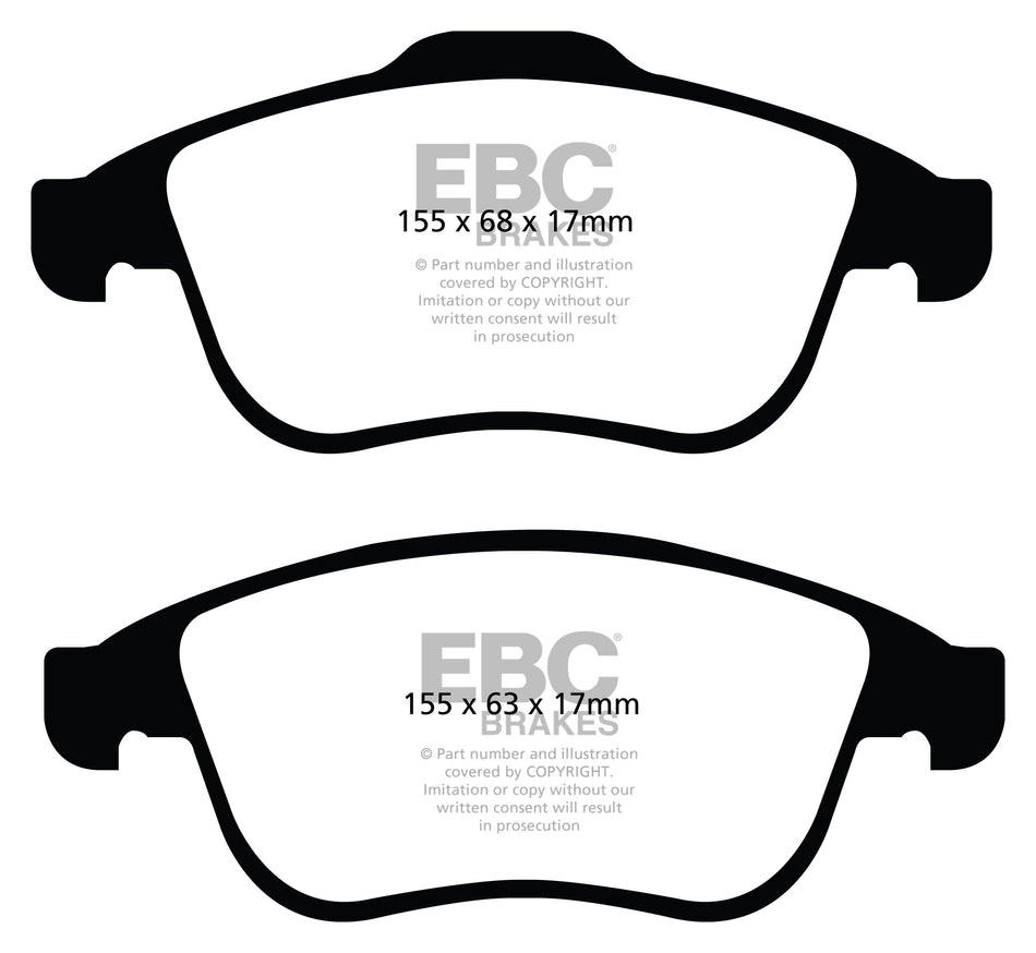 EBC Blackstuff Bremsbeläge Vorderachse DPX2024 mit R90 für Renault Megane 3 Grandtour 2.0 TCe (140kw/ 190PS) Baujahr: 09/12- mit HSN TSN: 3333 BAC