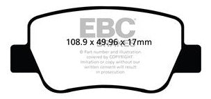 EBC Greenstuff 2000 Bremsbeläge Hinterachse DP22027 mit R90 für Toyota Avensis 3 Station Wagon 2.0 VVT-i (112kw/ 152PS) Baujahr: 01/09- mit HSN TSN: 5013 ADY