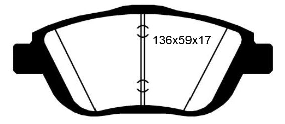 EBC Blackstuff Bremsbeläge Vorderachse DPX2073 mit R90 für Citroën DS3 1.4 VTi 95 (70kw/ 95PS) Baujahr: 04/10- mit HSN TSN: 3001 ALH