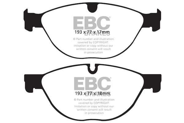 EBC Redstuff Bremsbeläge Vorderachse DP32076C mit R90 für Jaguar XK 5.0 XKR (375kw/ 510PS) Baujahr: 01/09- mit HSN TSN: 1590 ACE