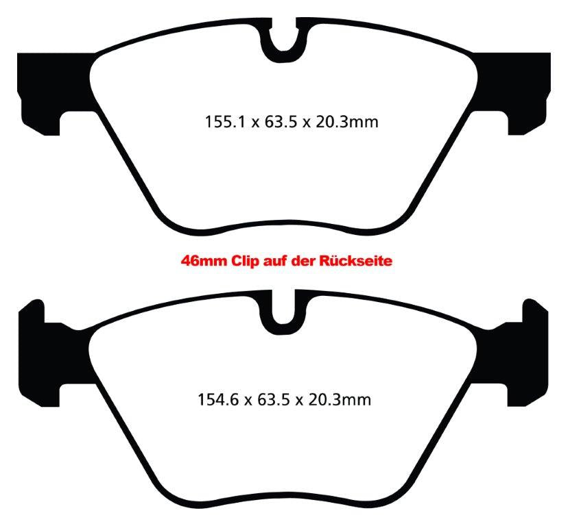 EBC Blackstuff Bremsbeläge Vorderachse DPX2077 mit R90 für EBC Hitzeschutzplatten  330i (190kw/ 258PS) Baujahr: 01/05-12/11 mit HSN TSN: 0005 823