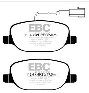 EBC Yellowstuff Bremsbeläge Hinterachse DP42080R mit R90 für Alfa Romeo Giulietta 1.4 TB (940FXA1A) (88kw/ 120PS) Baujahr: 04/10- mit HSN TSN: 1742 AAL