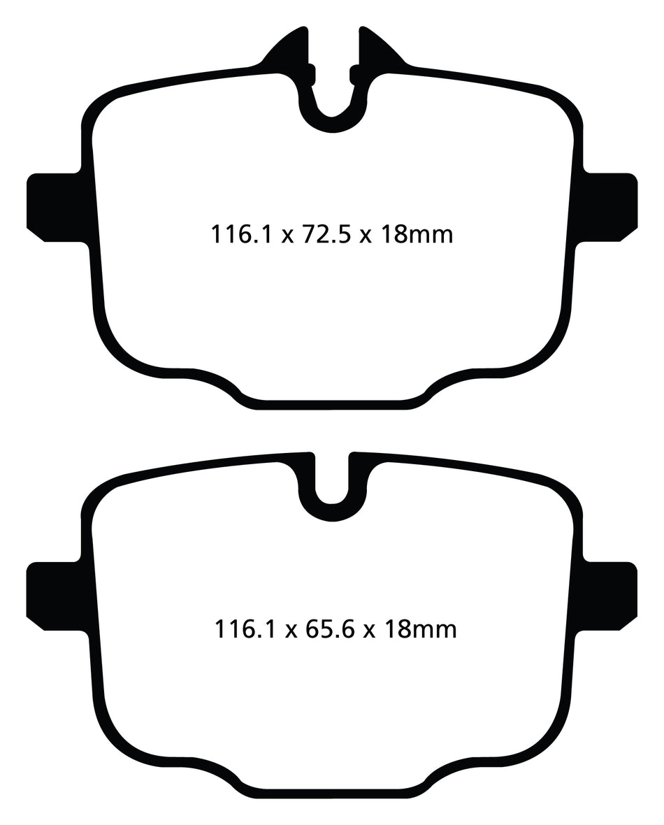 EBC Redstuff Bremsbeläge Hinterachse DP32089C mit R90 für BMW 5 M 550 dxDrive (294kw/ 400PS) Baujahr: 07/17- mit HSN TSN: 0005 CRS