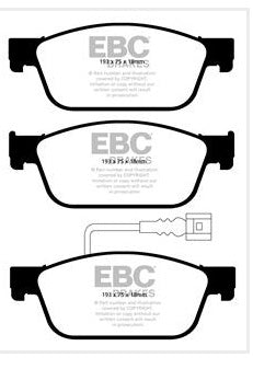 EBC Yellowstuff Bremsbeläge Vorderachse DP42096R mit R90 für VW TRANSPORTER T6 Pritsche/Fahrgestell (SFD, SFE, SFL, SFZ, SJD) SFE SFL SFZ SJD2.0 TDI (110kw/ 150PS) Baujahr: 08/15- mit HSN TSN: 0603 BXV