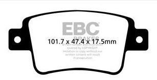 EBC Greenstuff 2000 Bremsbeläge Hinterachse DP22101 mit R90 für Fiat Punto EVO 45383 (57kw/ 77PS) Baujahr: 10/09-02/12 mit HSN TSN: 4136 668