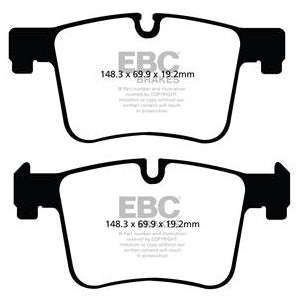EBC Greenstuff 6000 Bremsbeläge Vorderachse DP62105 mit R90 für BMW X3 xDrive 28 i (180kw/ 245PS) Baujahr: 04/12-08/17 mit HSN TSN: 0005 BMA