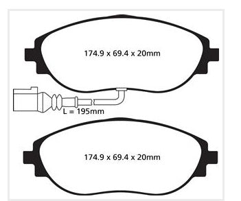 EBC RP1 Bremsbeläge Vorderachse DP82127RP1  für Skoda Octavia 3 1.8 TSI (132kw/ 180PS) Baujahr: 11/12-10/20 mit HSN TSN: 8004 ANJ