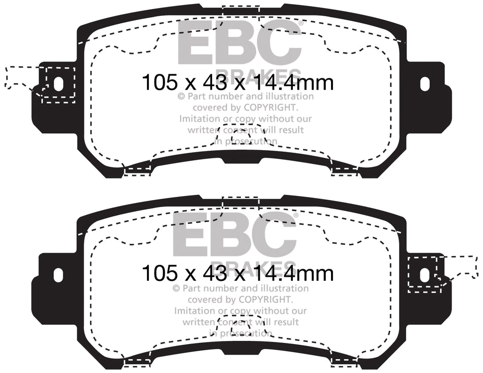 EBC Yellowstuff Bremsbeläge Hinterachse DP42135R mit R90 für Mazda CX-5 2.0 (121kw/ 165PS) Baujahr: 11/11- mit HSN TSN: 7118 AFB