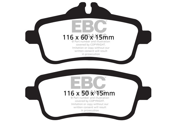 EBC Blackstuff Bremsbeläge Hinterachse DPX2137 mit R90 für Mercedes-Benz GLE-Klasse 500 e 4-matic (325kw/ 442PS) Baujahr: 04/15-10/18