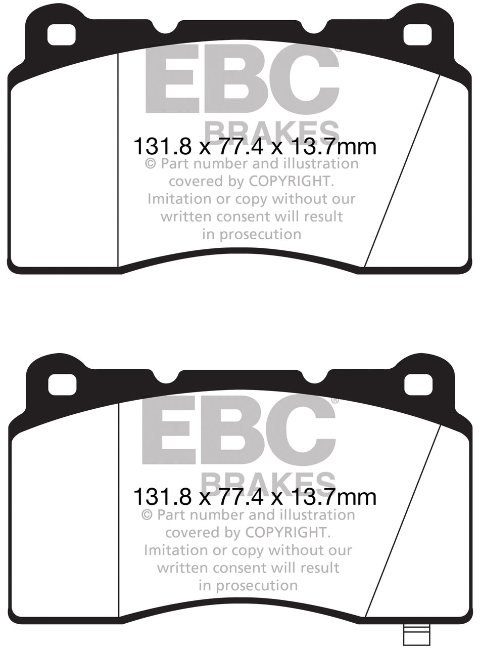 EBC Yellowstuff Bremsbeläge Vorderachse DP42147R mit R90 für Hyundai Genesis 2.0 T (157kw/ 214PS) Baujahr: 01/08- mit HSN TSN: 8252 AEM