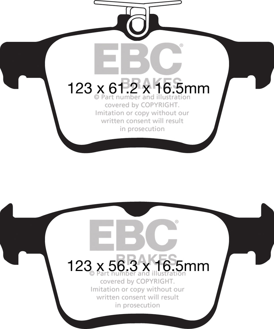 EBC Yellowstuff Bremsbeläge Hinterachse DP42153R mit R90 für VW Passat 2.0 TDI (140kw/ 190PS) Baujahr: 11/14- mit HSN TSN: 0603 BQZ