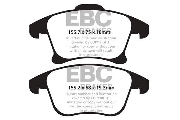 EBC Yellowstuff Bremsbeläge Vorderachse DP42159R mit R90 für Ford Galaxy 3 2.0 TDCi (110kw/ 150PS) Baujahr: 01/15- mit HSN TSN: 8566 BKM