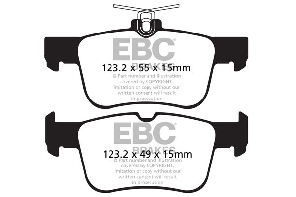 EBC Yellowstuff Bremsbeläge Hinterachse DP42160R mit R90 für Ford Mondeo V Schrägheck 2.0 TDCi (110kw/ 150PS) Baujahr: 09/14- mit HSN TSN: 8566 BJA