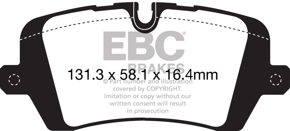 EBC Yellowstuff Bremsbeläge Hinterachse DP42161R mit R90 für Land Rover Discovery 5 2.0 Sd4 4x4 (177kw/ 241PS) Baujahr: 09/16- mit HSN TSN: 1590 AFL