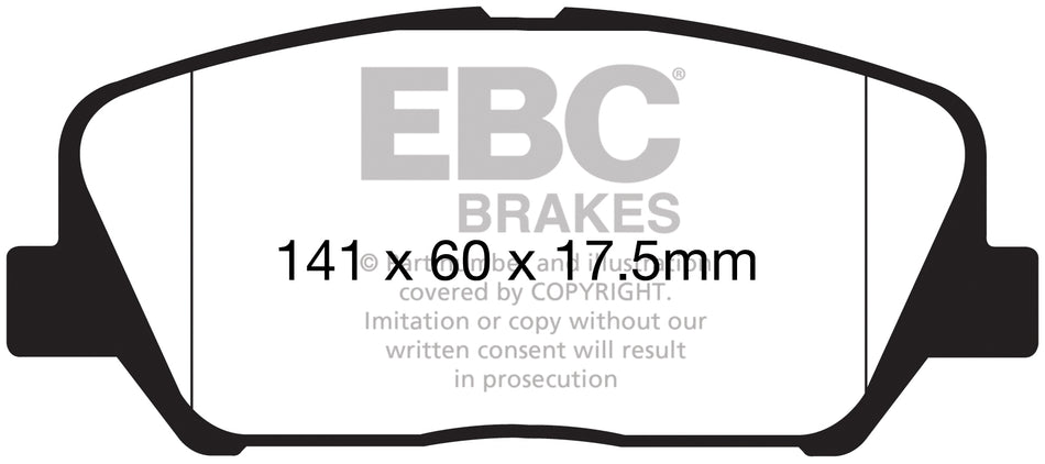 EBC Yellowstuff Bremsbeläge Vorderachse DP42172R mit R90 für Kia CEE`D 1.4 CVVT (73kw/ 100PS) Baujahr: 05/12- mit HSN TSN: 1260 ACU