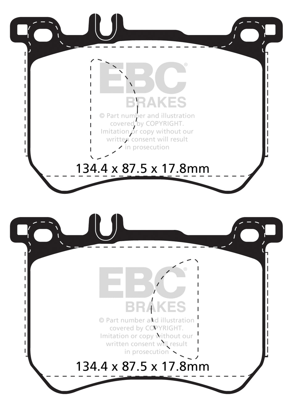 EBC Redstuff Bremsbeläge Vorderachse DP32179C mit R90 für Mercedes-Benz SL 500 (231.473) (320kw/ 435PS) Baujahr: 01/12- mit HSN TSN: 1313 DQT