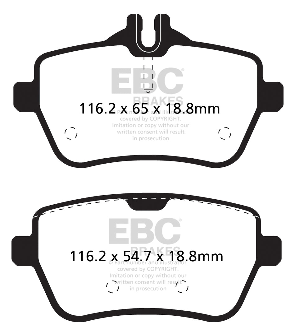 EBC Yellowstuff Bremsbeläge Hinterachse DP42180R mit R90 für Mercedes-Benz S-Klasse S 350 BlueTEC 4-matic (222.133) (185kw/ 252PS) Baujahr: 02/14-05/17 mit HSN TSN: 1313 DXG