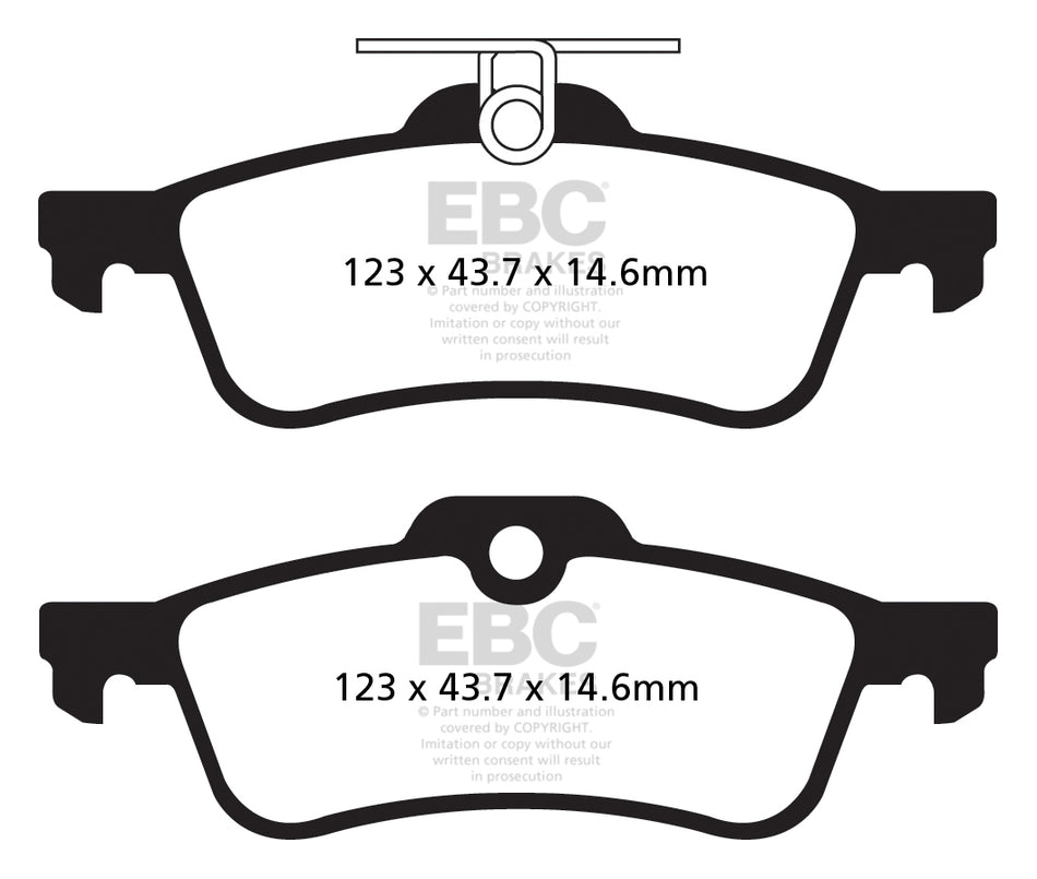 EBC Yellowstuff Bremsbeläge Hinterachse DP42181R mit R90 für Honda Civic 9 1.6 i-DTEC (FK3) (88kw/ 120PS) Baujahr: 02/13- mit HSN TSN: 2131 AAU