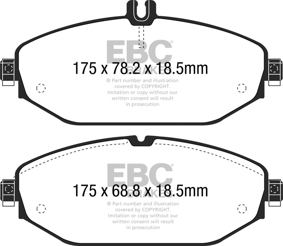 EBC Redstuff Bremsbeläge Vorderachse DP32214C mit R90 für Mercedes-Benz E-Klasse Cabriolet E 300 d (238.418) (180kw/ 245PS) Baujahr: 05/18- mit HSN TSN: 1313 HOL