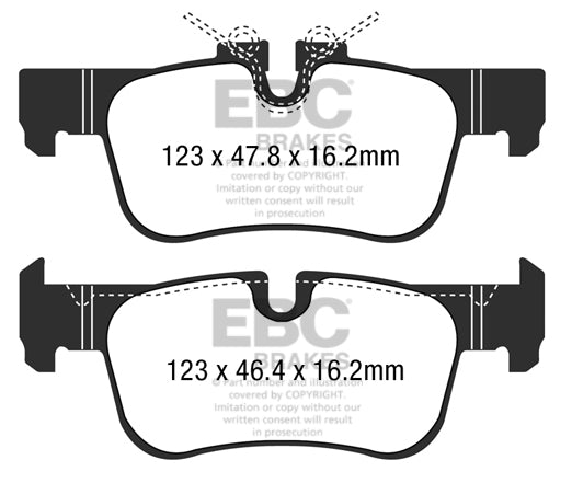 EBC Blackstuff Bremsbeläge Hinterachse DPX2235 mit R90 für BMW 2 Gran Tourer 214 d (70kw/ 95PS) Baujahr: 07/15-02/18 mit HSN TSN: 0005 CKG