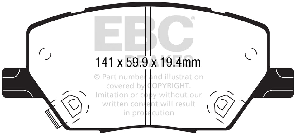 EBC Blackstuff Bremsbeläge Vorderachse DPX2239 mit R90 für Jeep Compass 1.6 CRD (88kw/ 120PS) Baujahr: 03/17- mit HSN TSN: 1726 ABS