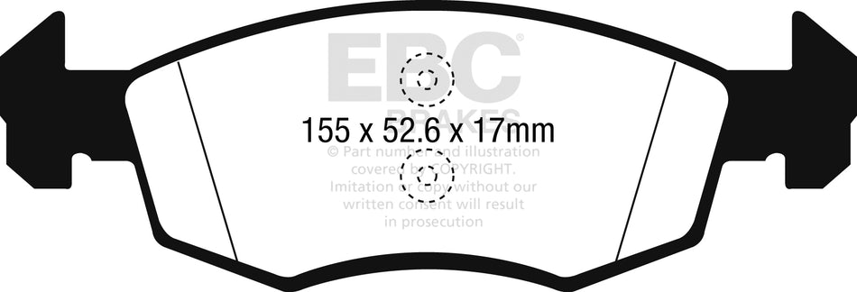 EBC Blackstuff Bremsbeläge Vorderachse DPX2241 mit R90 für Opel Corsa E 1.3 CDTI (70kw/ 95PS) Baujahr: 09/14- mit HSN TSN: 1844 ADH