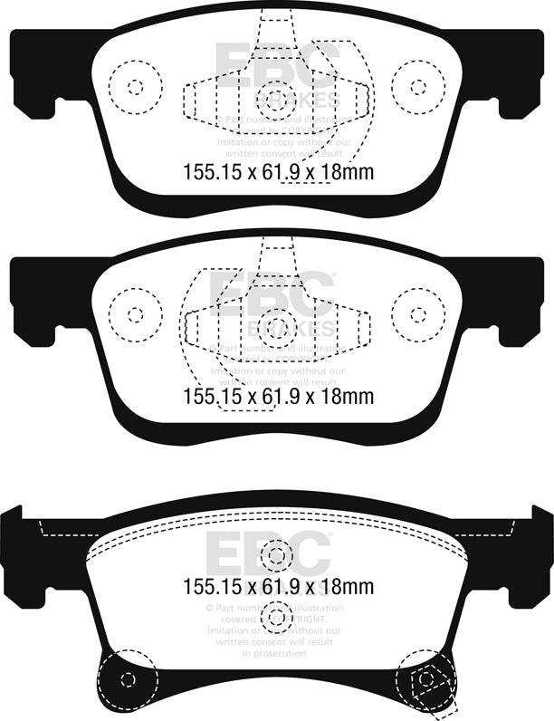 EBC Blackstuff Bremsbeläge Vorderachse DPX2242 mit R90 für Opel Corsa E 1.4 Turbo (74kw/ 101PS) Baujahr: 09/14- mit HSN TSN: 1844 ADL