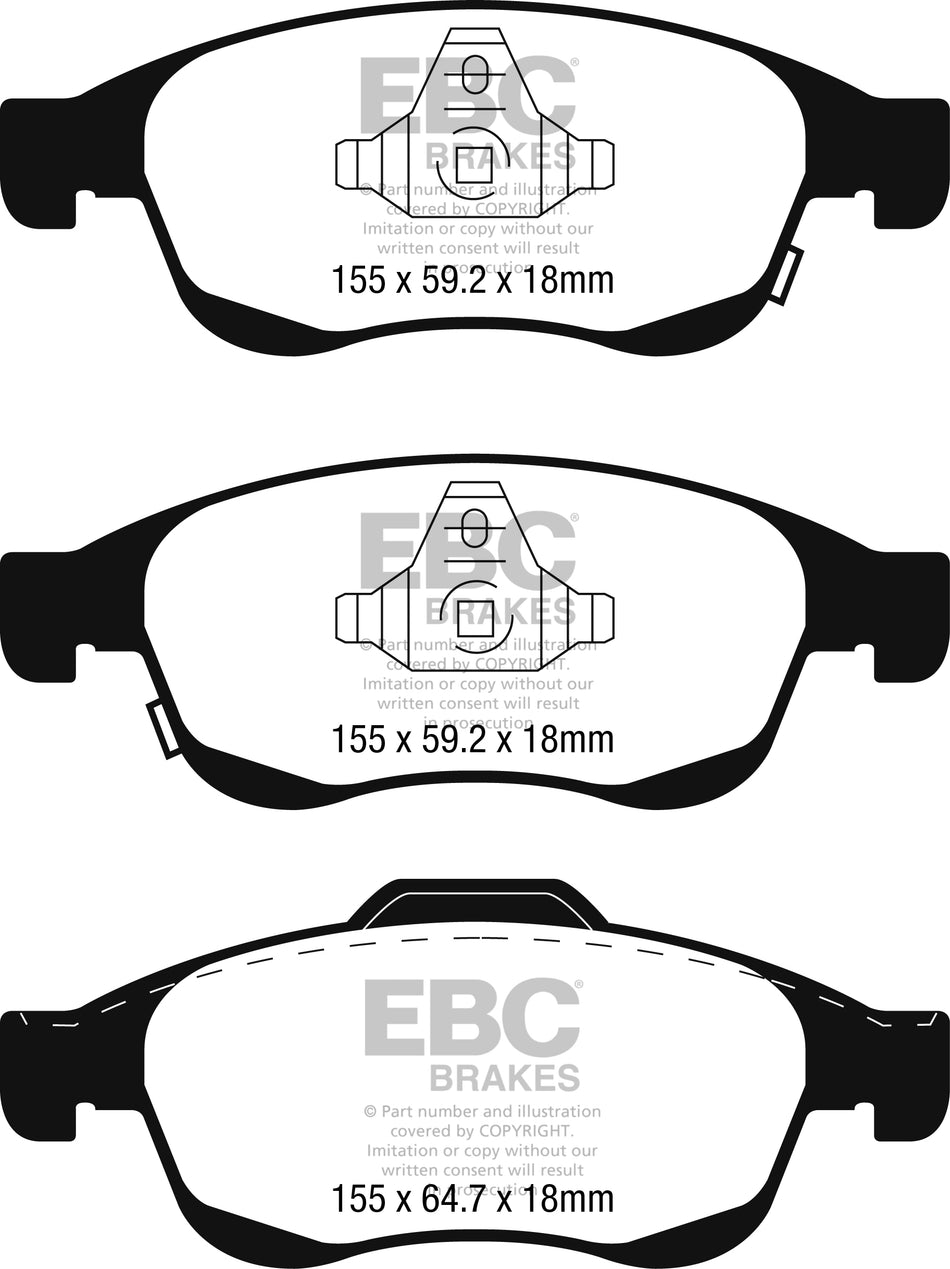 EBC Greenstuff 2000 Bremsbeläge Vorderachse DP22247 mit R90 für Jeep Renegade SUV 45383 (103kw/ 140PS) Baujahr: 07/14- mit HSN TSN: 1004 AEP