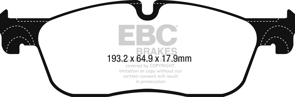 EBC Yellowstuff Bremsbeläge Vorderachse DP42251R mit R90 für Jaguar XF 2.0 (147kw/ 200PS) Baujahr: 03/17- mit HSN TSN: 1590 AFY